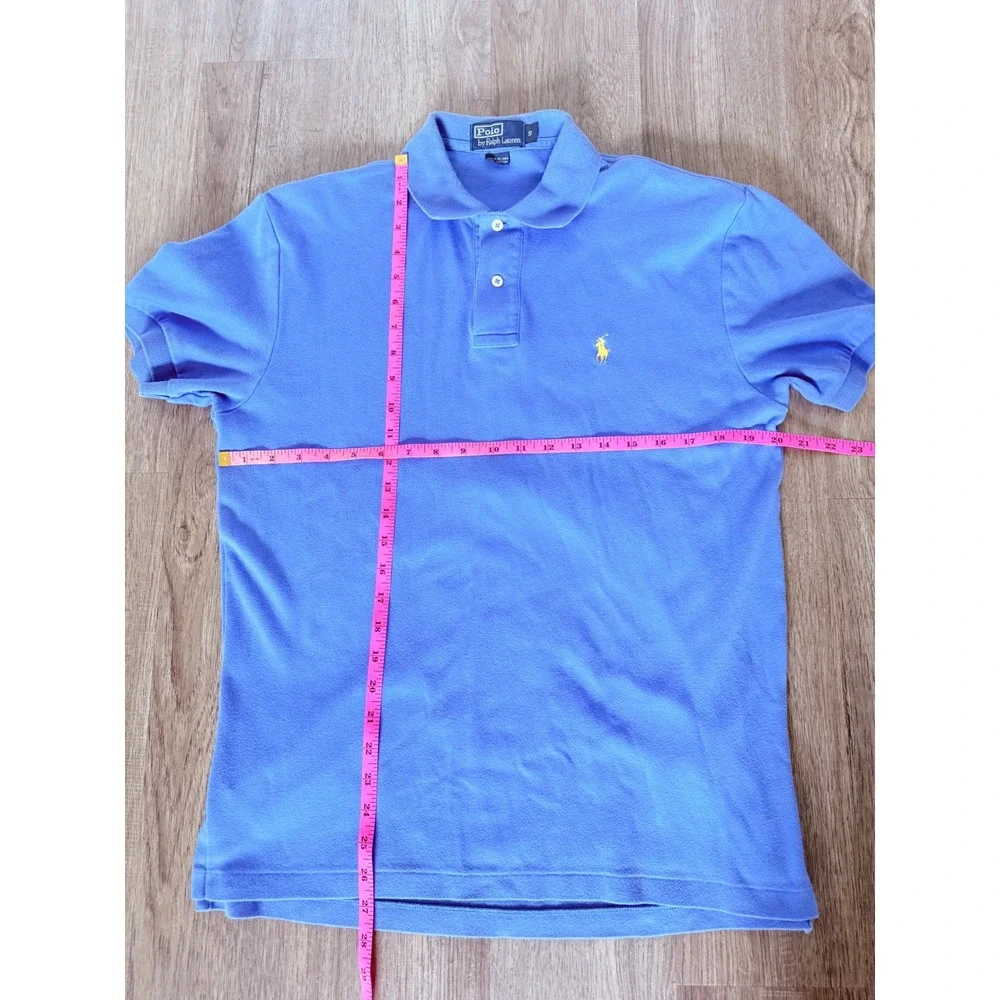 Polo Ralph Lauren Men's Blue Classic Fit Polo Shirt Yellow Pony Logo Size S Y2K